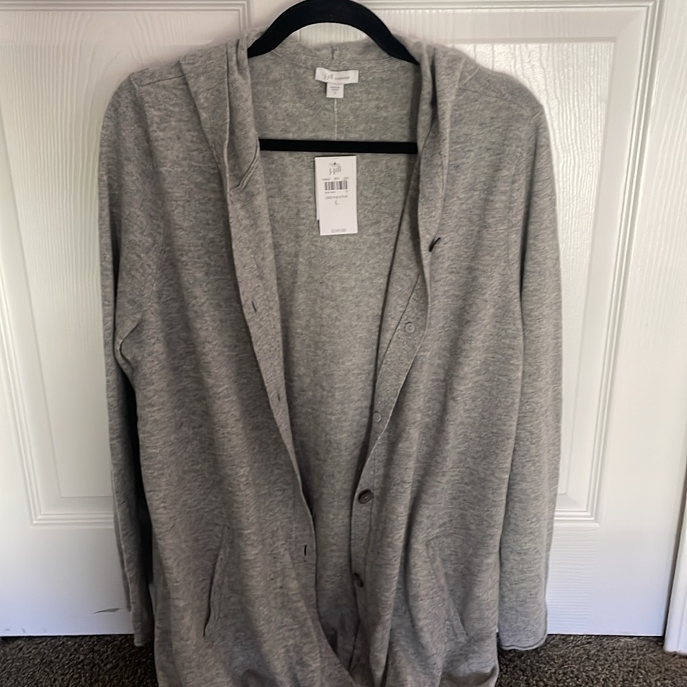 NWT J.Jill 100% CASHMERE HOODED SWEATER CARDIGAN